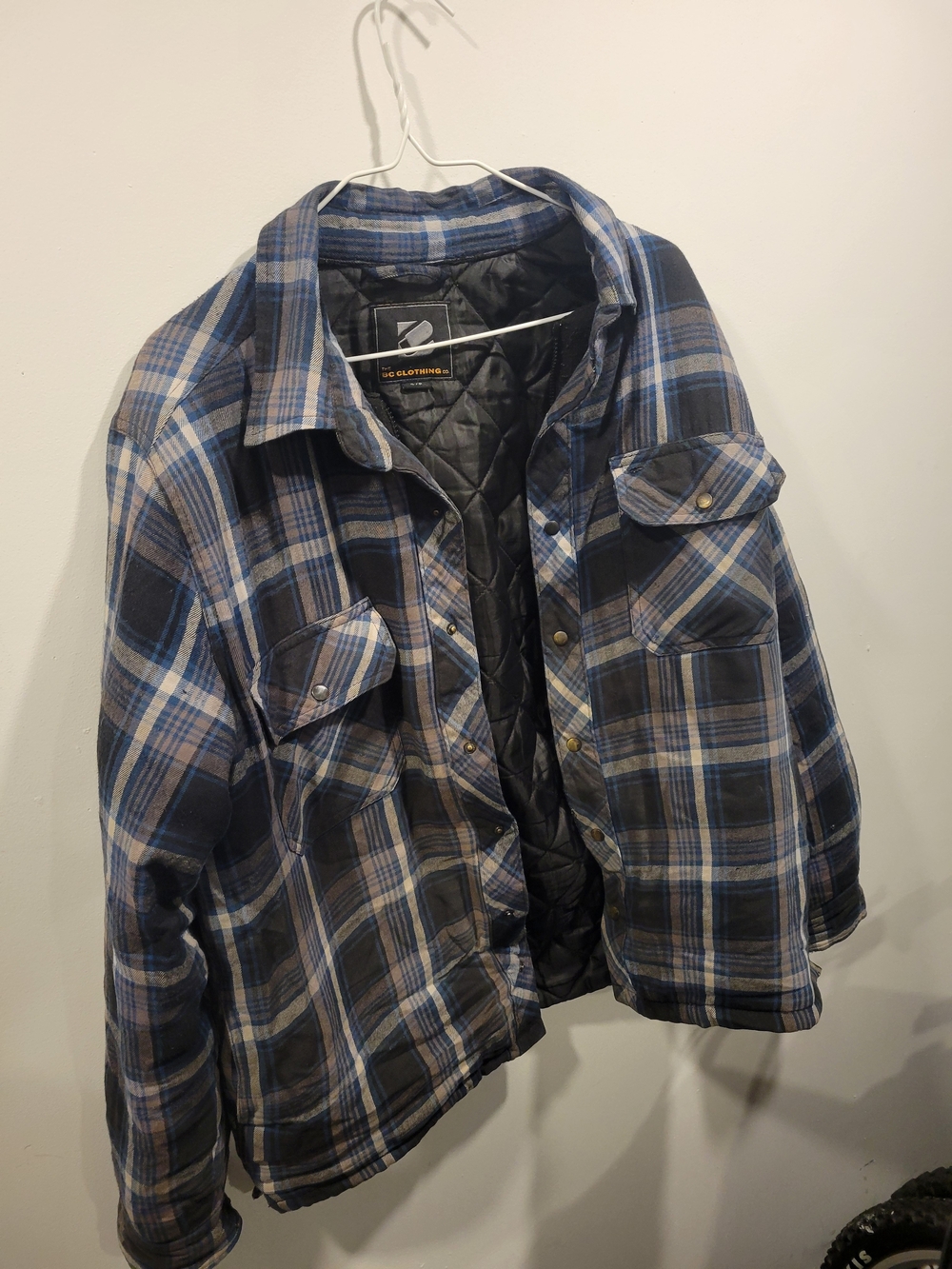 Quilt-Lined Blue Plaid Men's Jacket - Unbranded